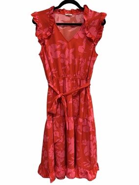 JODIFL Red Dress with Pink Floral Print